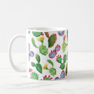 Watercolor hand painted tropical cactus. Seamless Coffee Mug