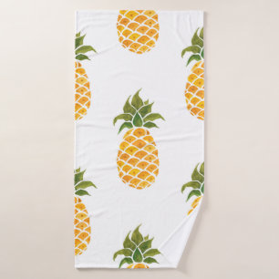 Watercolor hand painted with exotic fruits seamles bath towel