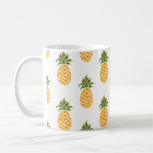 Watercolor hand painted with exotic fruits seamles coffee mug