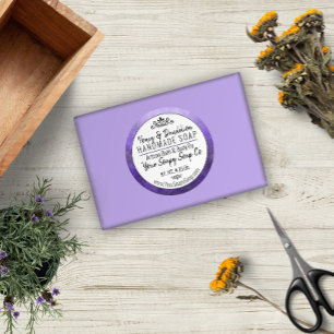 Watercolor Handmade Soap Modern Typography Purple Classic Round Sticker