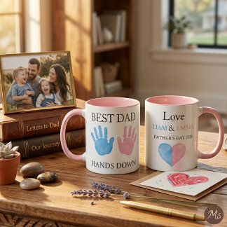 Watercolor Handprint Best Dad Hands Down Cute Mug
