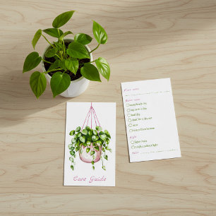 Watercolor Hanging Plant Care Guide Enclosure Card