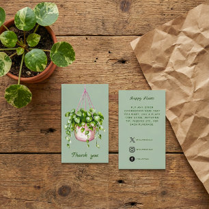 Watercolor Hanging Plant Thank You Enclosure Card