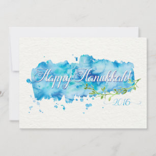 Watercolor Hanukkah Photo Greeting Card. Holiday Card