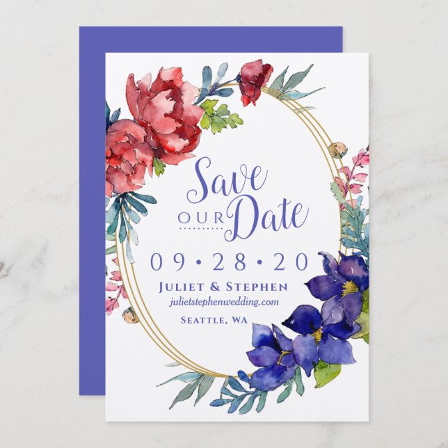 Watercolor Happiness Wedding | Save Our Date Invitation (Front/Back)