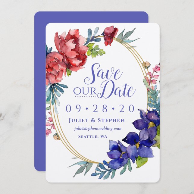 Watercolor Happiness Wedding | Save Our Date Invitation (Front/Back)