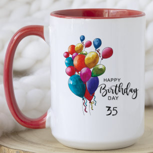 Watercolor Happy Birthday Party Balloons Mug