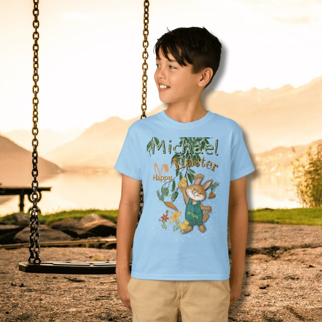 Watercolor Happy Easter Bunny blue T-Shirt (Watercolor Happy Easter Bunny blue T-Shirt)