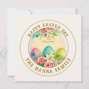 Watercolor Happy Easter Floral - Egg  Rose        Invitation