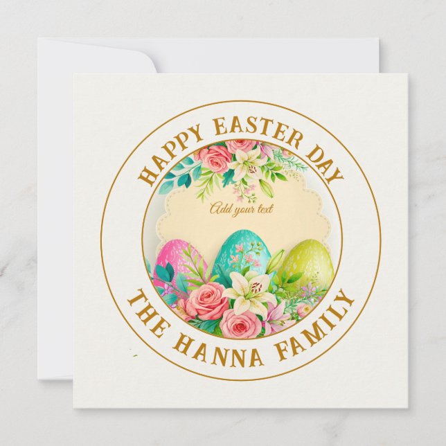 Watercolor Happy Easter Floral - Egg  Rose        Invitation (Front)