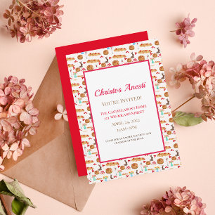 Watercolor Happy Easter Tsoureki Bread Invitation