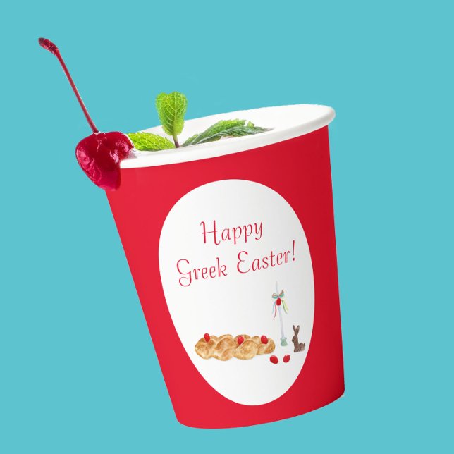 Watercolor Happy Greek Easter Bread With Bunny Cup (Creator Uploaded)