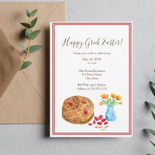 Watercolor Happy Greek Easter Invitation