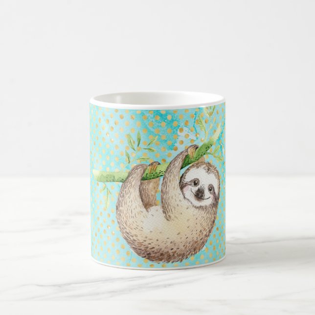 Watercolor Happy Sloth Coffee Mug (Center)