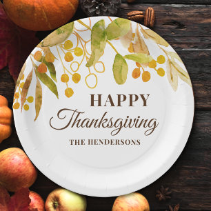 Watercolor Happy Thanksgiving   Paper Plate