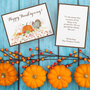Watercolor Happy Thanksgiving Pumpkin And Turkey