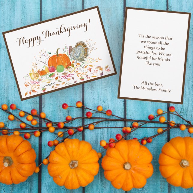 Watercolor Happy Thanksgiving Pumpkin And Turkey (Creator Uploaded)