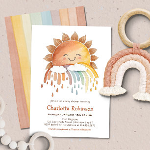 Watercolor Happy Yellow Sunshine Baby Shower Invitation