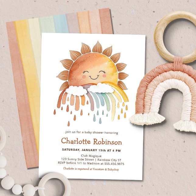 Watercolor Happy Yellow Sunshine Baby Shower Invitation (Creator Uploaded)