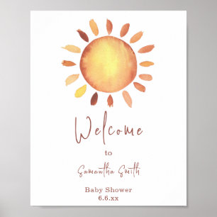 Watercolor Happy Yellow Sunshine Welcome Poster
