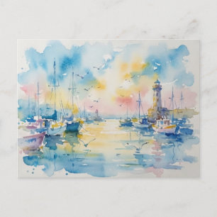 Watercolor Harbour Greeting Card