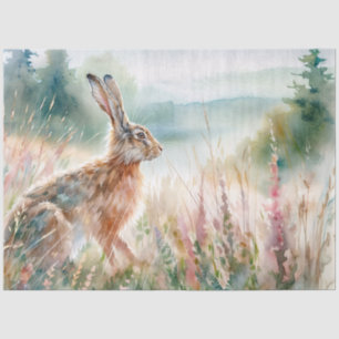 Watercolor Hare in Meadow Tissue Paper
