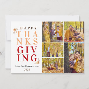Watercolor Harvest autumn happy thanksgiving Holiday Card
