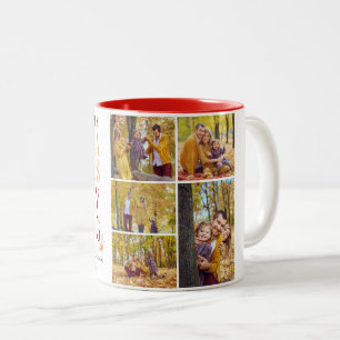 Watercolor Harvest autumn happy thanksgiving  Two-Tone Coffee Mug