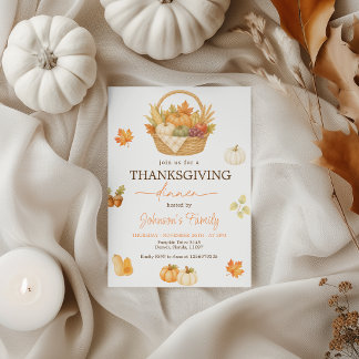 Watercolor Harvest Basket Thanksgiving Invite