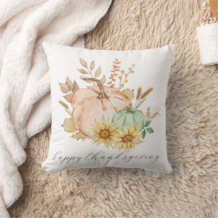 Watercolor Harvest Customisable Thanksgiving Cushion