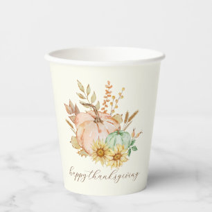 Watercolor Harvest Customisable Thanksgiving Paper Cups