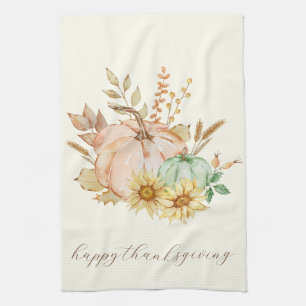 Watercolor Harvest Customisable Thanksgiving Tea Towel