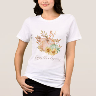 Watercolor Harvest Customisable Thanksgiving Tri-Blend Shirt