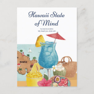 Watercolor Hawaii Aloha My Heart You Stole-ah Postcard