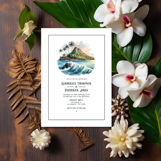 Watercolor Hawaii Destination Wedding Invitation (Hawaii Wedding Cover)