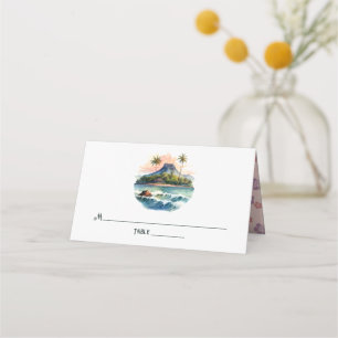 Watercolor Hawaii Destination Wedding Place Card