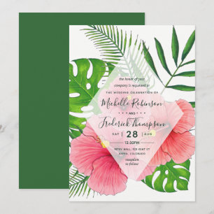 Watercolor Hawaiian Aloha Luau Wedding Invitation
