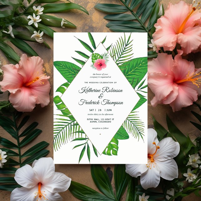 Watercolor Hawaiian Aloha Luau Wedding Invitation (Aloha)