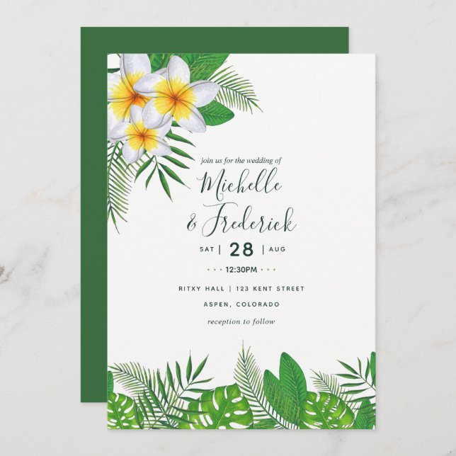 Watercolor Hawaiian Aloha Luau Wedding Invitation (Front/Back)