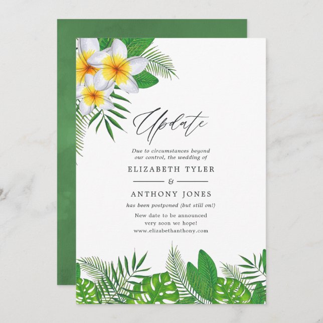 Watercolor Hawaiian Aloha Luau Wedding Update Invitation (Front/Back)