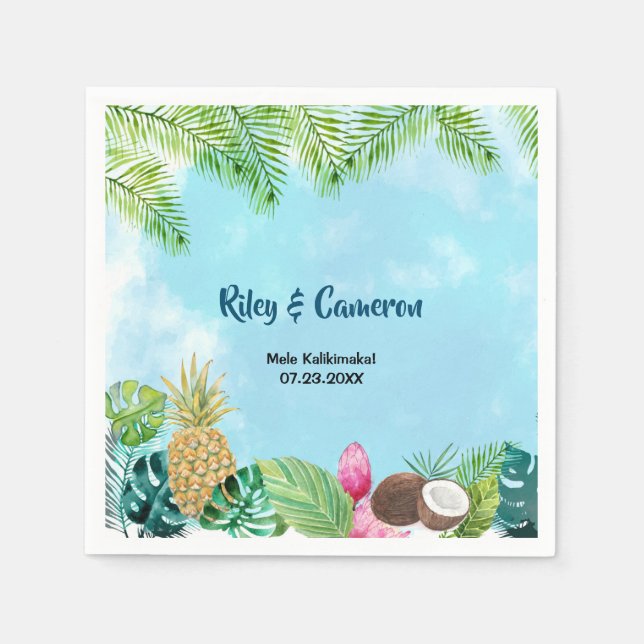 Watercolor Hawaiian Luau Party Napkin (Front)