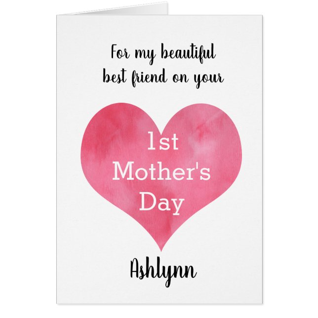 Watercolor Heart 1st Mother's Day Friend (Front)