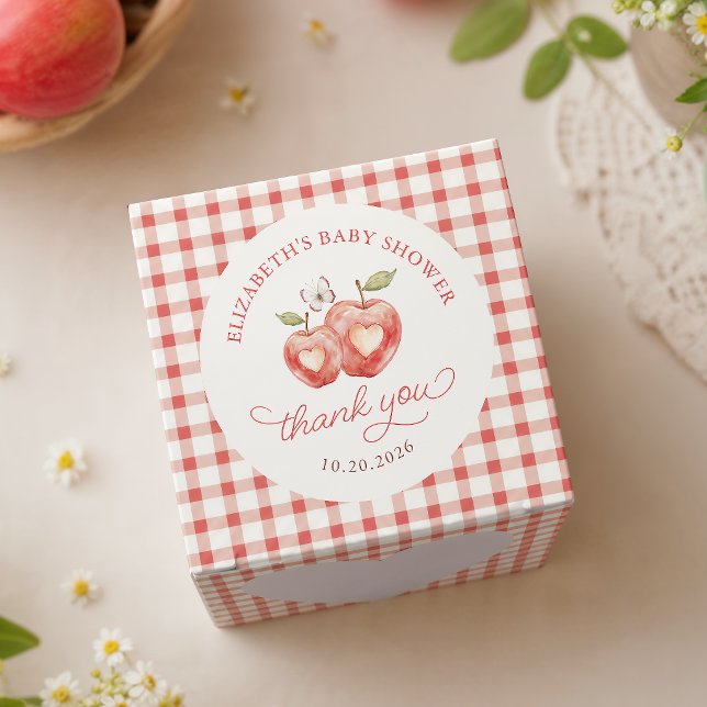Watercolor Heart Apple Gingham Favour Box (Creator Uploaded)