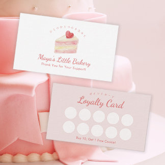 Watercolor Heart Cake Pastry Business Card