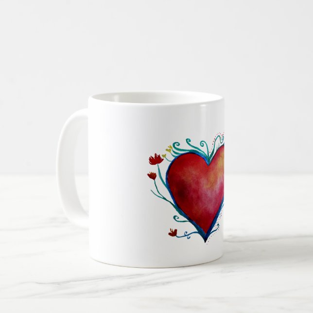 Watercolor heart coffee mug (Front Left)