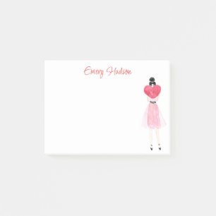 Watercolor Heart Fashion Girl Post-it Notes