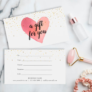 Watercolor Heart Gold Sprinkles Gift Certificate