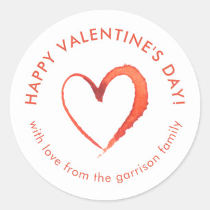 Watercolor Heart Happy Valentine's Day Classic Round Sticker