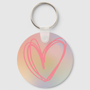 watercolor heart key ring