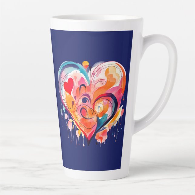 Watercolor Heart Latte Mug (Right)
